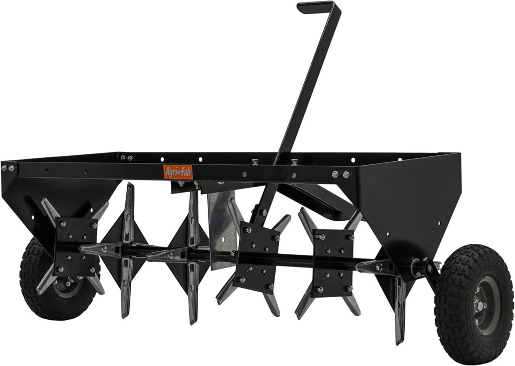 Agri-Fab 40 Inch Tow Behind Plug Aerator Attachment for Riding Lawn Mowers.