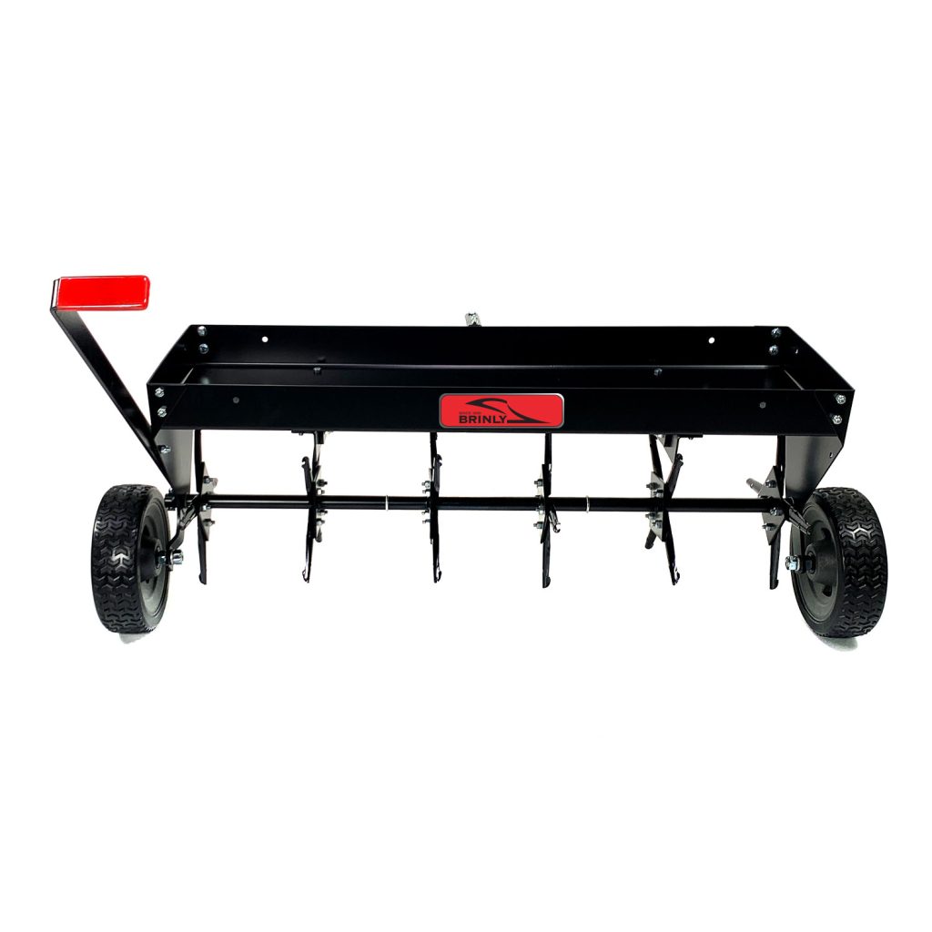 Brinly-Hardy 40 Inch Tow Behind Plug Aerator Attachment for Riding Lawn Mowers.