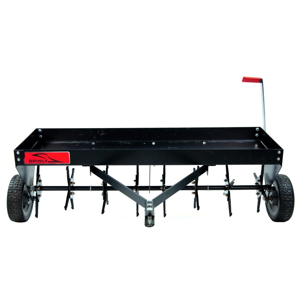 Brinly-Hardy 48 Inch Tow Behind Plug Aerator Attachment for Riding Lawn Mowers.