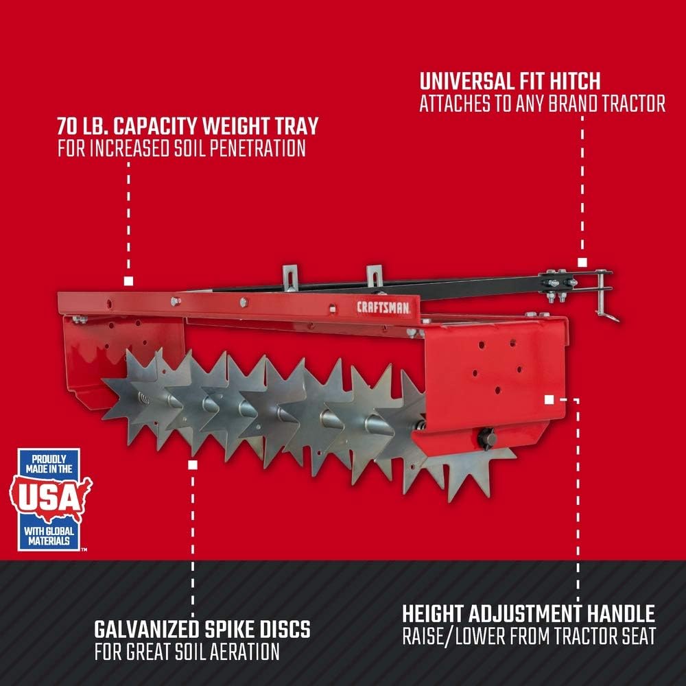 Craftsman 36 Inch Spike Lawn Aerator Attachment for Riding Lawn Mowers.