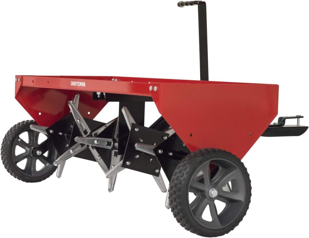 Craftsman 40-Inch Tow Plug Aerator Attachment for Riding Lawn Mowers.