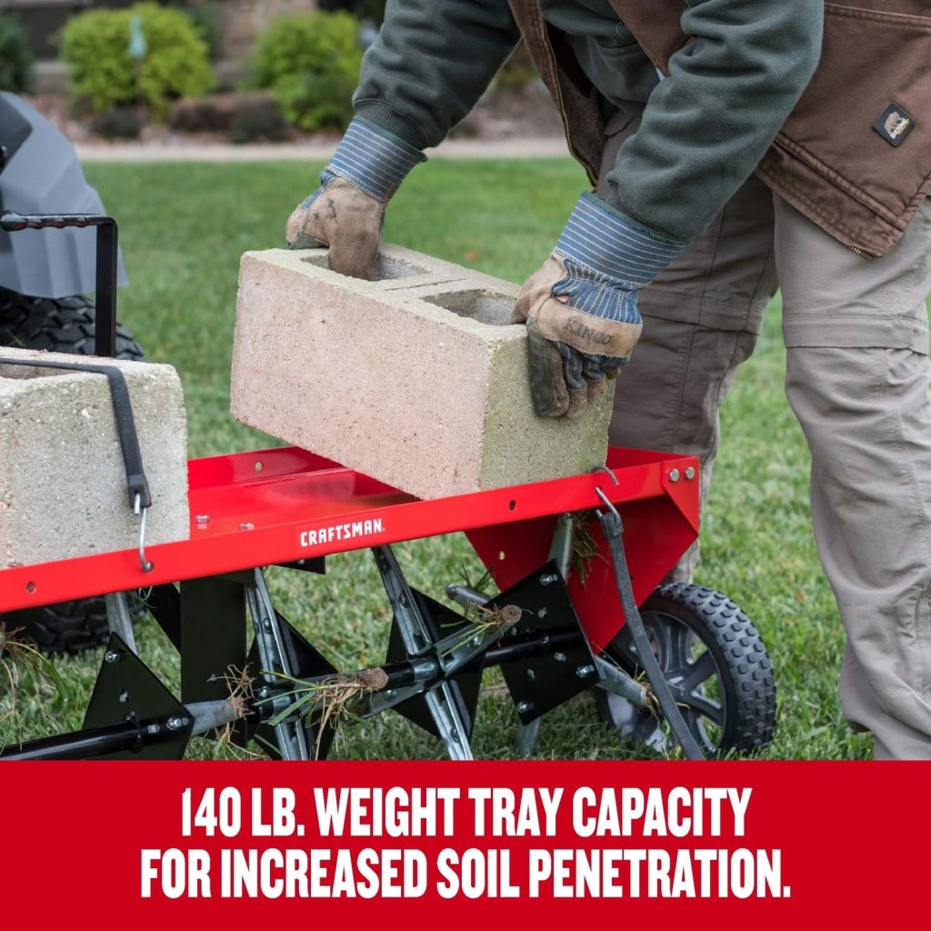 Craftsman 40-Inch Tow Plug Aerator Attachment for Riding Lawn Mowers.