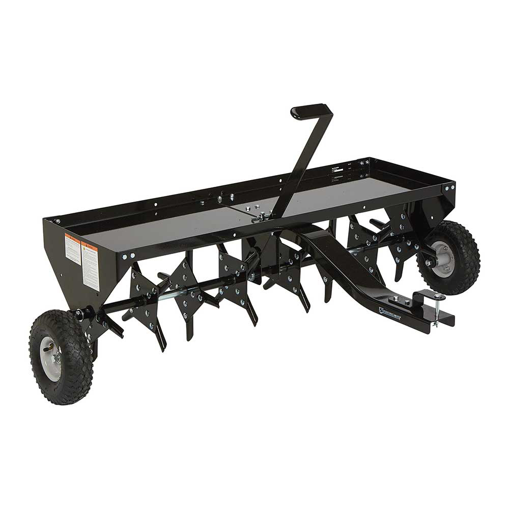 Strongway 48 Inch Tow Behind Plug Aerator Attachment for Riding Lawn Mowers.