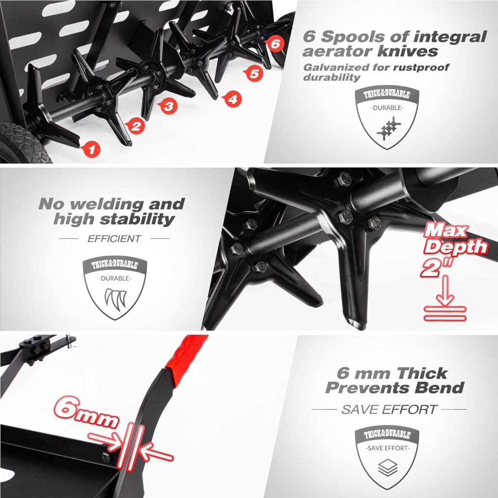 Suchtale 40 Inch Tow Behind Plug Aerator attachment for riding lawn mowers.