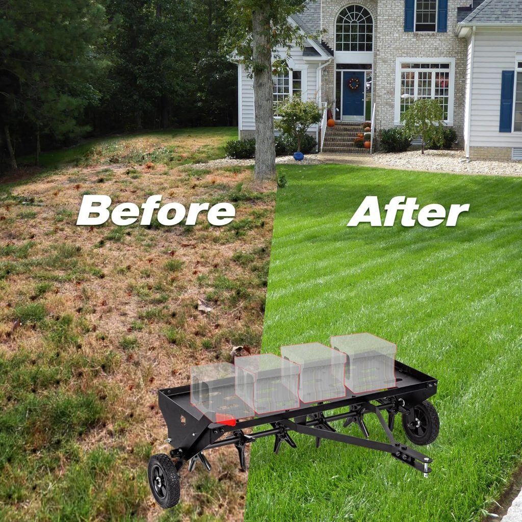 Suchtale 40 Inch Tow Behind Plug Aerator attachment for riding lawn mowers.
