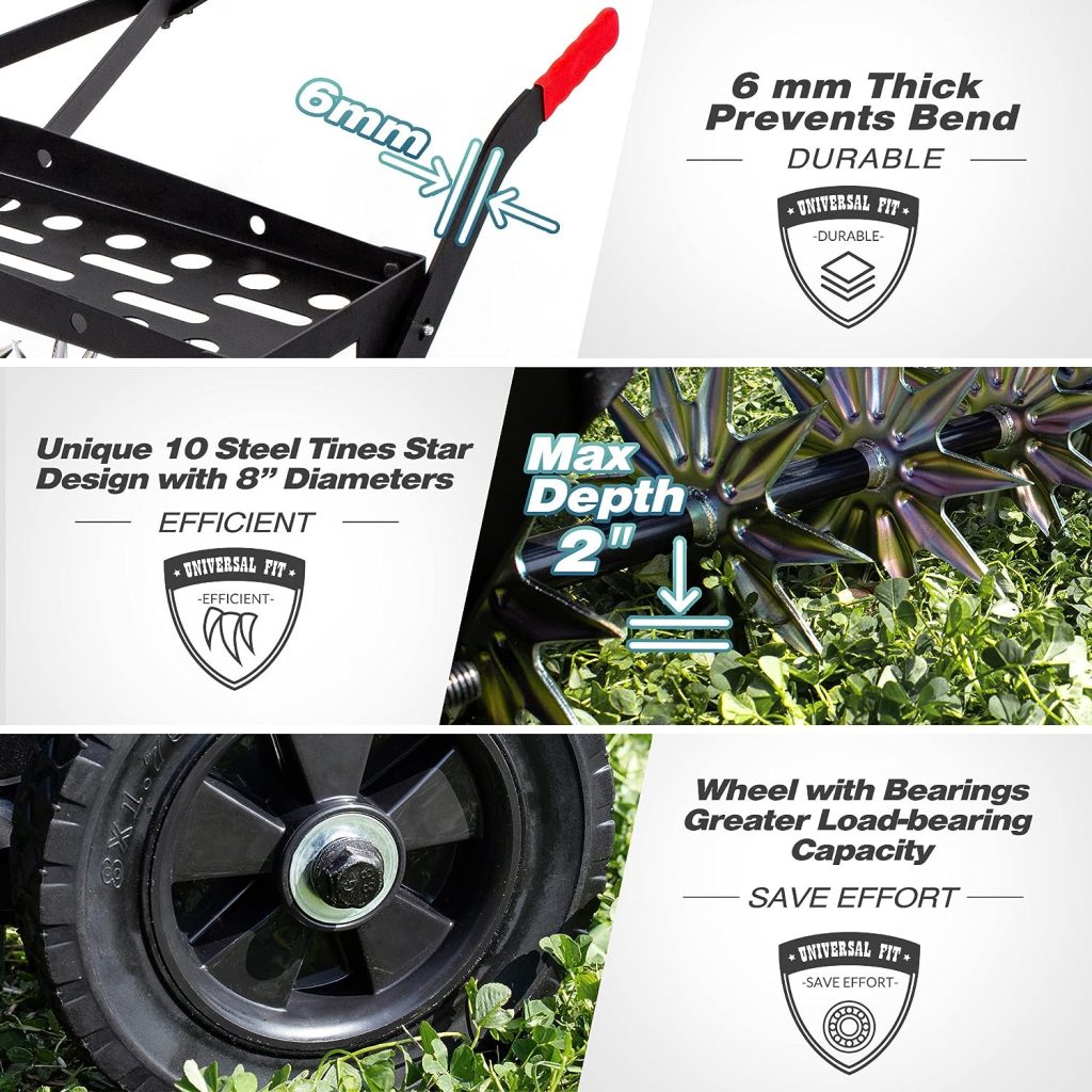 Suchtale 40 Inch Tow Behind Spike Aerator Attachment for Riding Lawn Mowers.