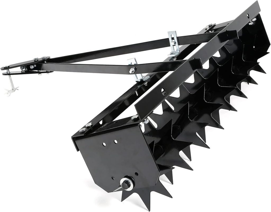 Tengchang 32 Inch Tow Behind Spike Aerator Attachment for Riding Lawn Mowers.