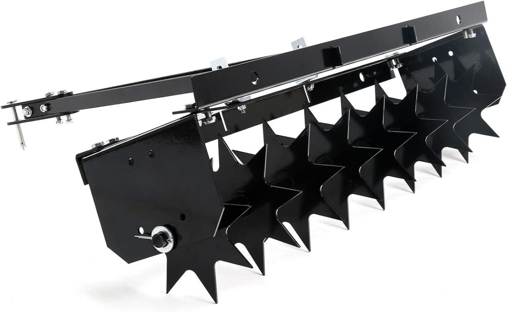 Tengchang 32 Inch Tow Behind Spike Aerator Attachment for Riding Lawn Mowers.