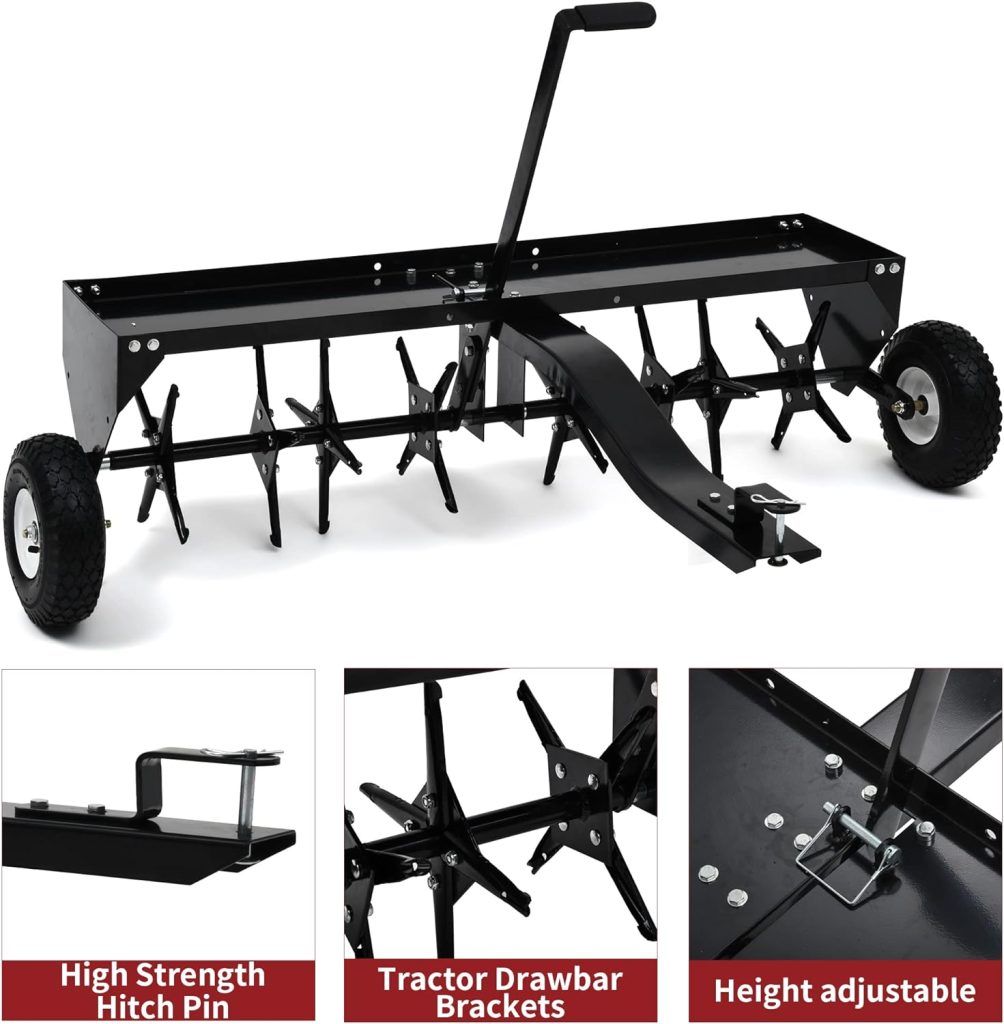 YITAMOTOR 48 Inch Tow Behind Lawn Plug Aerator Attachment for Riding Lawn Mowers.