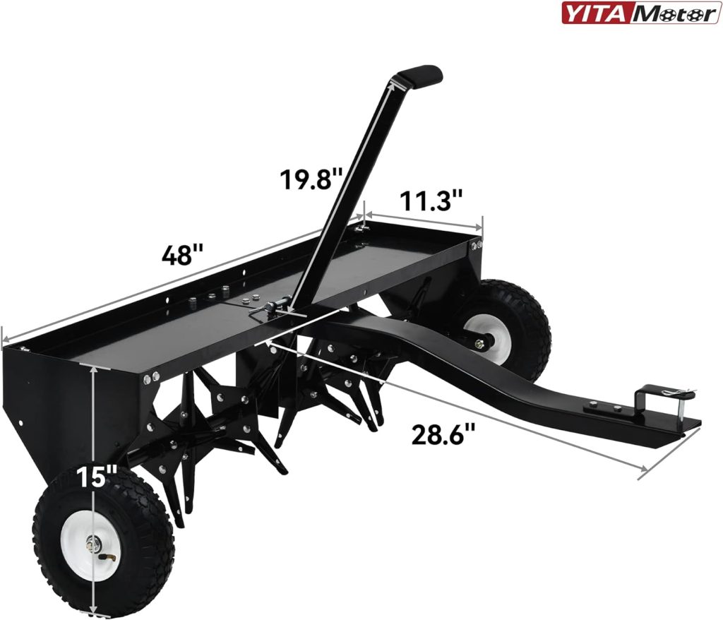 YITAMOTOR 48 Inch Tow Behind Lawn Plug Aerator Attachment for Riding Lawn Mowers.