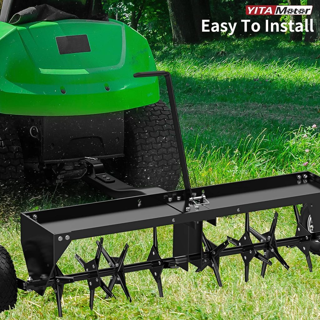 YITAMOTOR 48 Inch Tow Behind Lawn Plug Aerator Attachment for Riding Lawn Mowers.