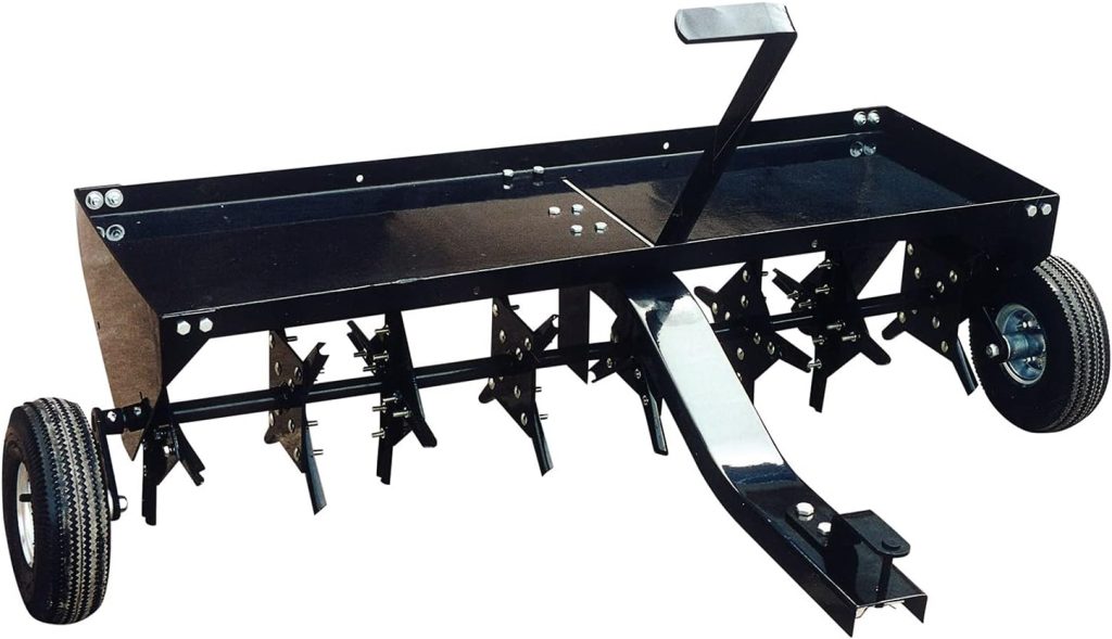 Yard Tuff 48 Inch Steel Tow Behind Plug Aerator Attachment for Riding Lawn Mowers.